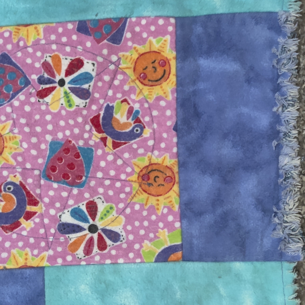 Handmade Colorful Patchwork Denim Quilt - Picture 13 of 15